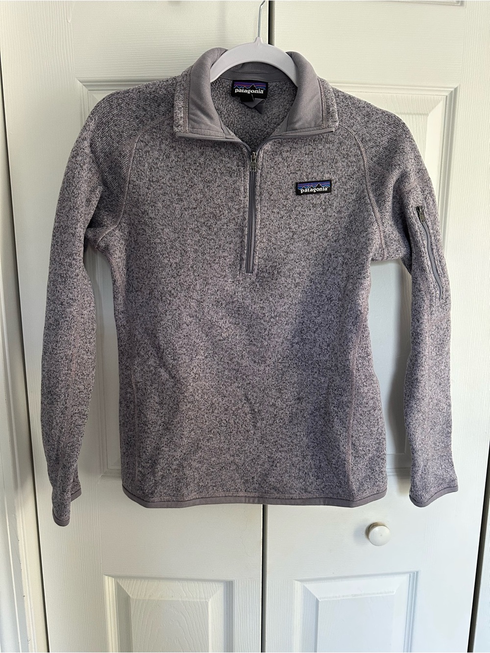 Patagonia Light Gray Sherpa-Lined Quarter Zip Pullover